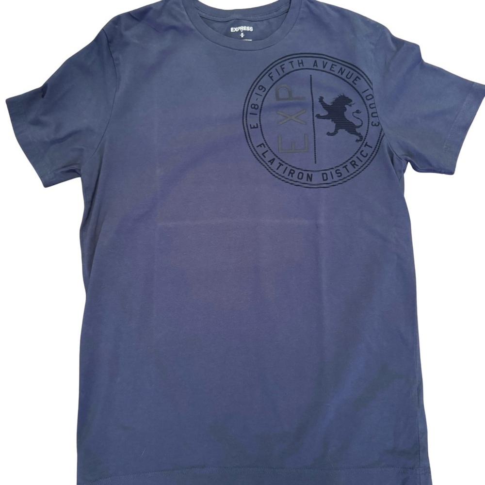 Express Men's Short Sleeve Graphic Crew T-Shirt Blue Medium